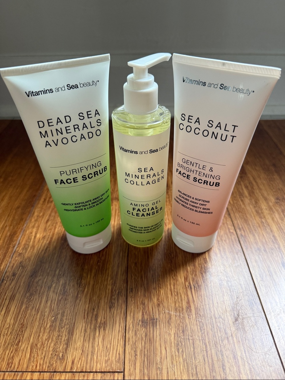 🌺Vitamins and Sea Beauty 3-Piece Skincare Set: Cleanser & 2 Face Scrubs🌺